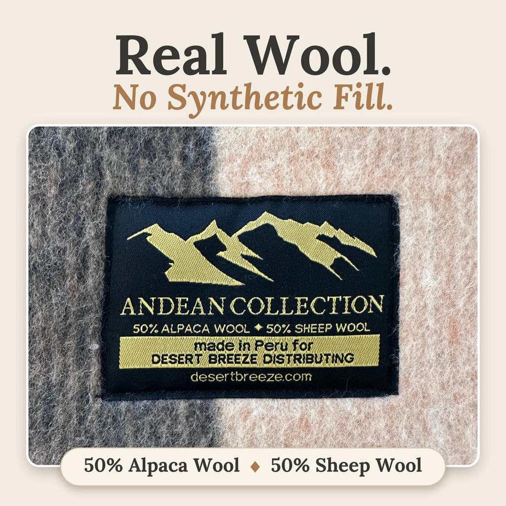 Alpaca & Sheep Wool Blanket, Heavyweight Warmth, Earth Tones