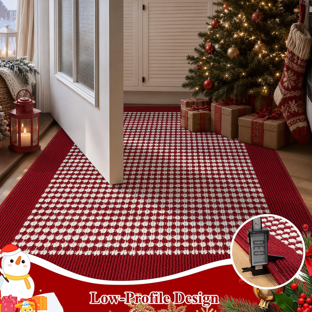 Christmas Indoor Doormat Washable Red Muddy Rugs for Dogs 32"x48"
