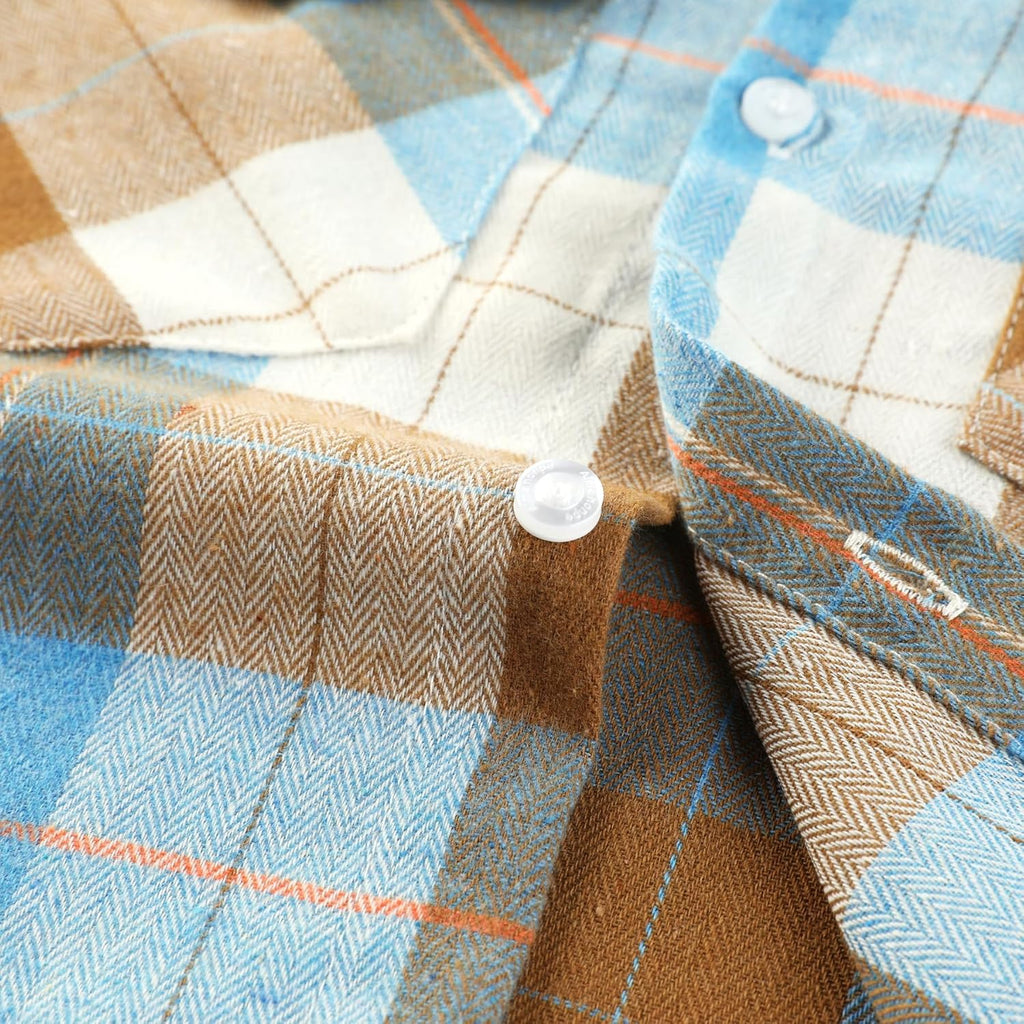 Boys Western Shirt Long Sleeve Button Down Flannel Plaid Shirt