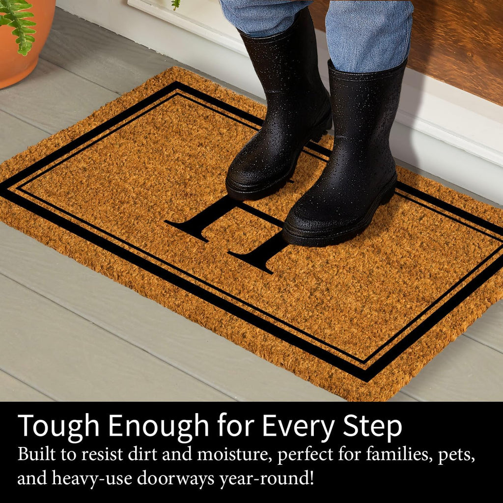 Flag Monogram Letter H Entrance Doormat | 28 x 16 inches | Dirt Catching Natural Coir | All-Season | Non-Slip Backing