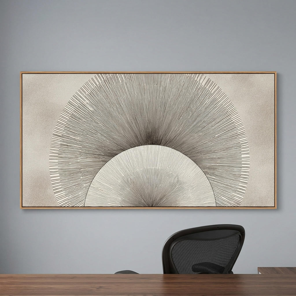 Beige Abstract Wall Art Modern Geometric Canvas Print Neutral Minimalist Line Painting Framed Contemporary Home Decor