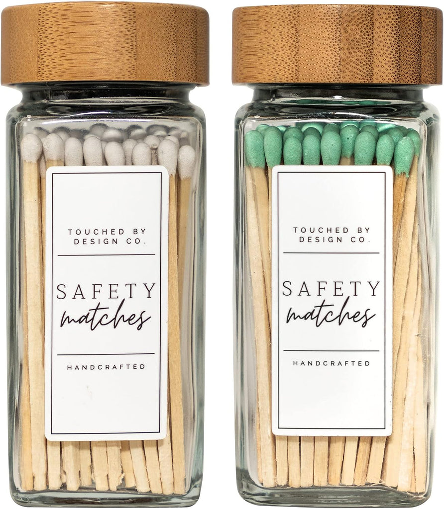 Cute Small Safety Match Jar Holder | Glass Bottle Jar for Lighting Candles | Premium Long 3" Bulk Long Matchsticks