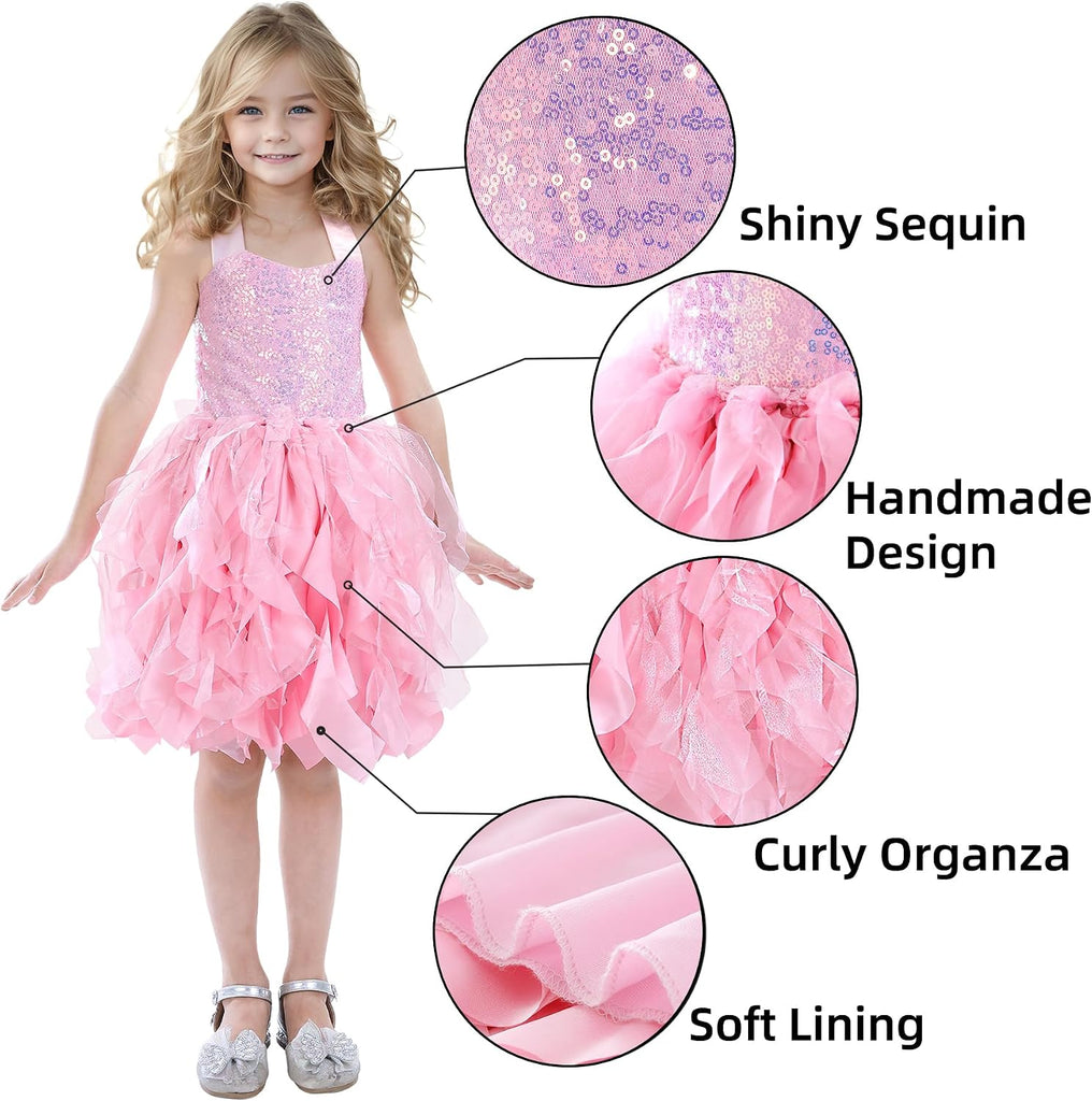 Christmas Tutu Dress for Girls Sequin Tulle Fairy Ball Dresses for Toddler Kid Little Girl Fancy Sparkly Birthday