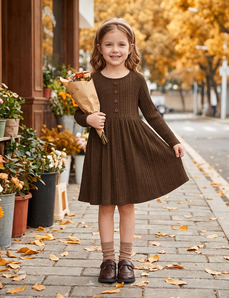 Toddler Girls Sweater Long Sleeve Knit Fall Winter Dresses