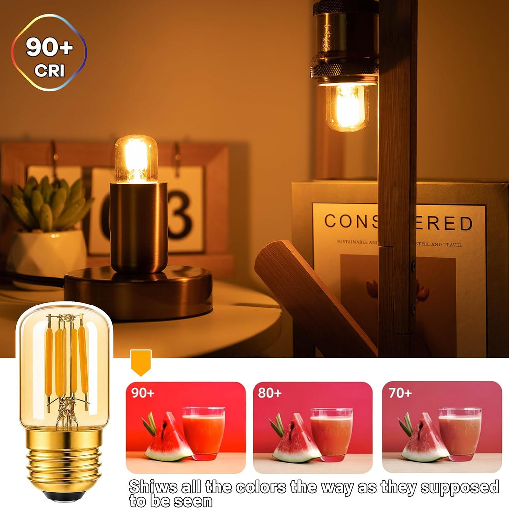 E26 2W Amber 2200K 200 LM Ultra Warm White Glow LED Bulb 2 Pack