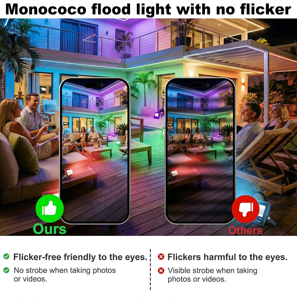 LED Flood Light Outdoor,Bluetooth RGBCW Flood Light with APP Control,25w Color Changing LED Light with 16 Million