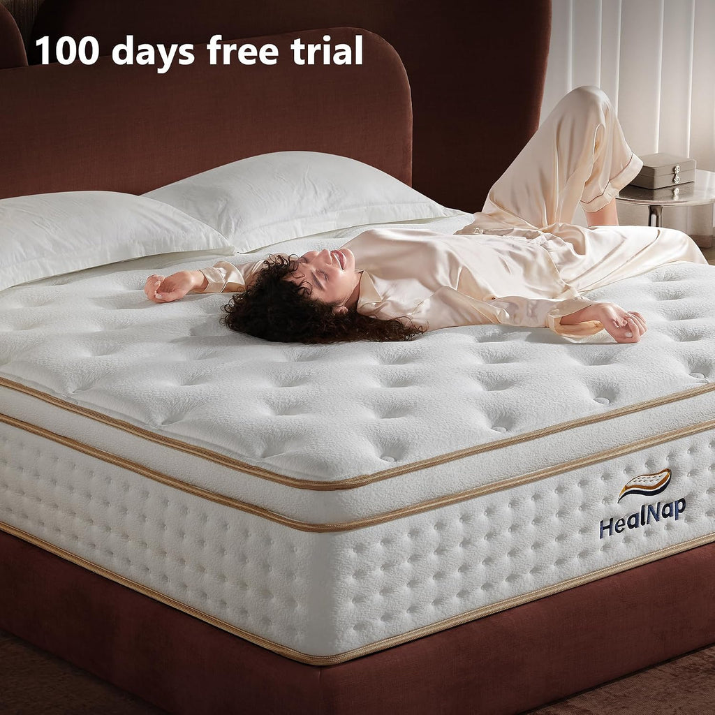 Hybrid Mattress in a Box Memory Foam Mattress King Size 14inch | Firm, Individual Pocket Spring, Upgrade Zoned