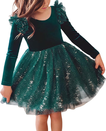 Velvet Christmas Dress Tulle Sequin Dresses Winter Party Holiday Casual Princess Dress