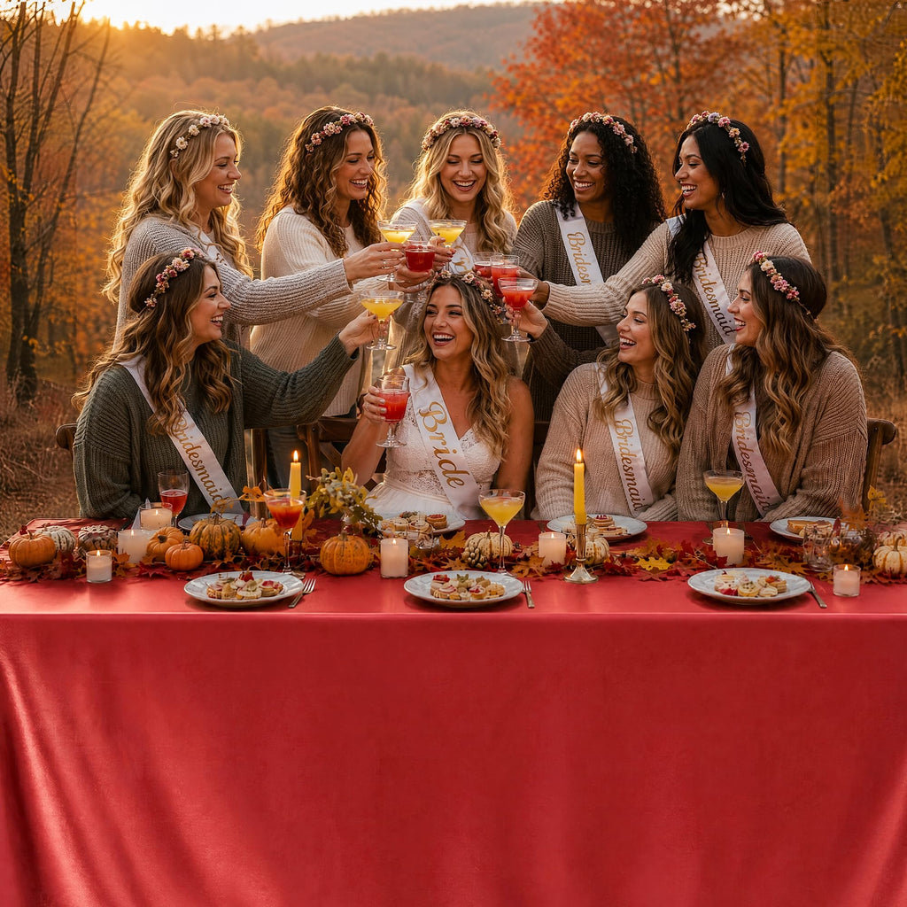 4 Pack Fall Themed Satin Tablecloth 102 x 58'' Overlay Table Cover
