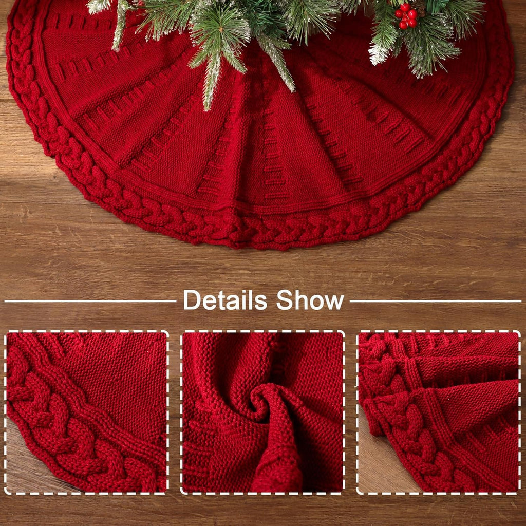 Knit Christmas Tree Skirts, Neutral Tree Skirt, Cozy Christmas Decorations