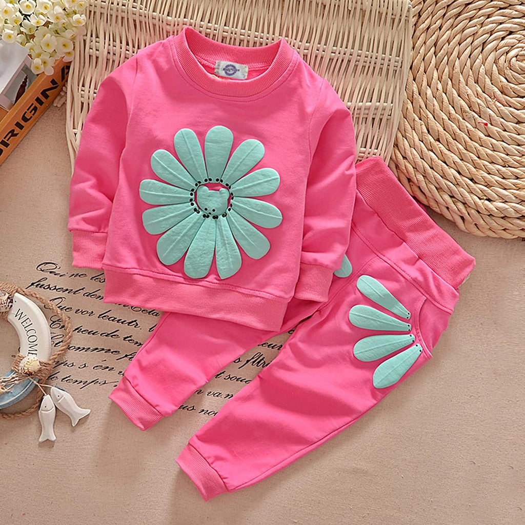 Toddler Baby Girls Sunflower Clothes Set Long Sleeve Top and Pants 2pcs Outfits Fall Clothes
