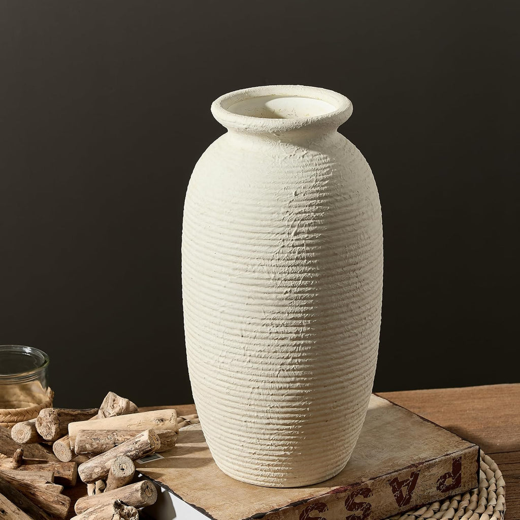 Ceramic Flower Vase, 12.5" Large Rustic Farmhouse Vases Home Decor Tall Pottery Decorative Pampas Vase
