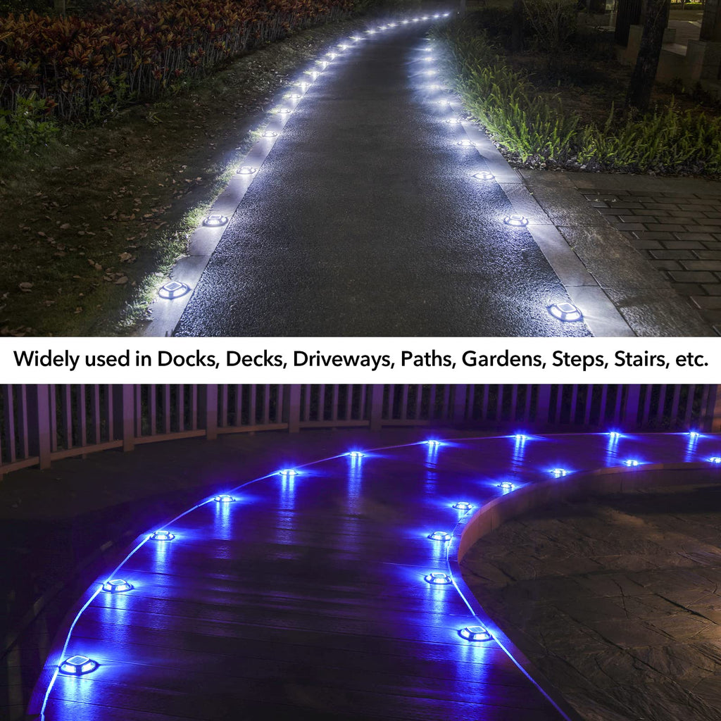 Solar Driveway Lights Outdoor 12 Pack, 2 Color Modes LED Deck Dock
