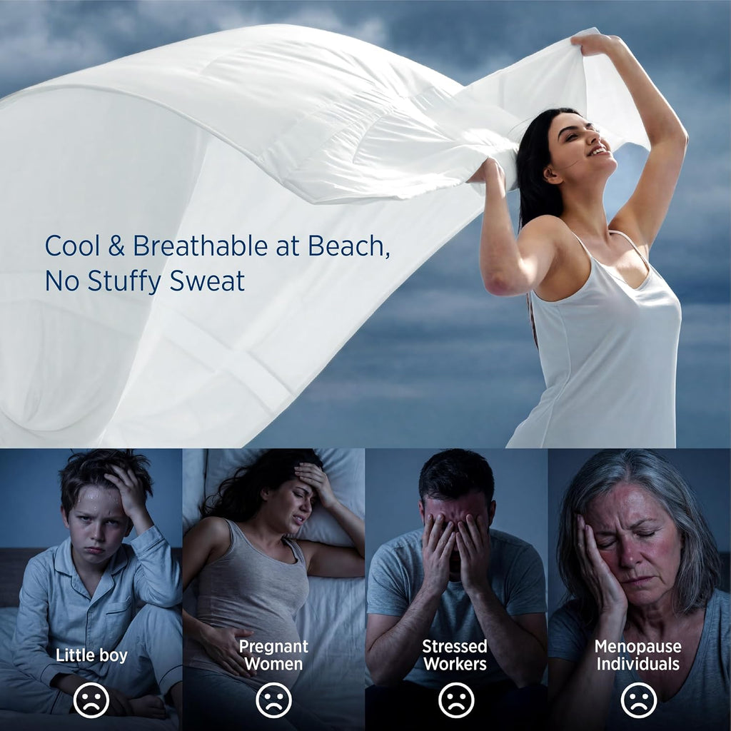 CoolOxy Cooling Comforter Queen - 4X Breathable & Q-Max>0.45 Summer Comforter, Cooling Blankets for Hot Sleepers