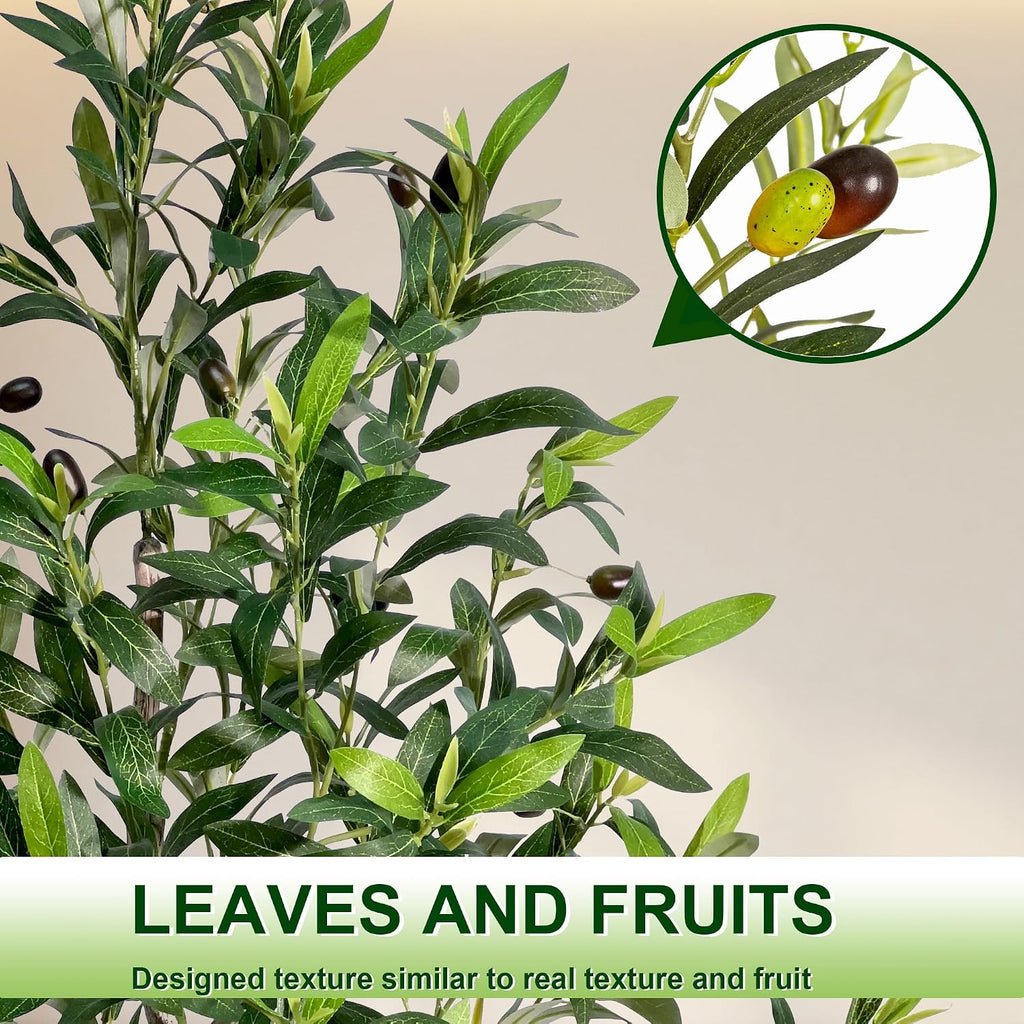 Artificial Olive Trees Indoor,Faux Olive Tree with White Planter Pot,Artificial Plants Lifelike Fruits MeetingRoom