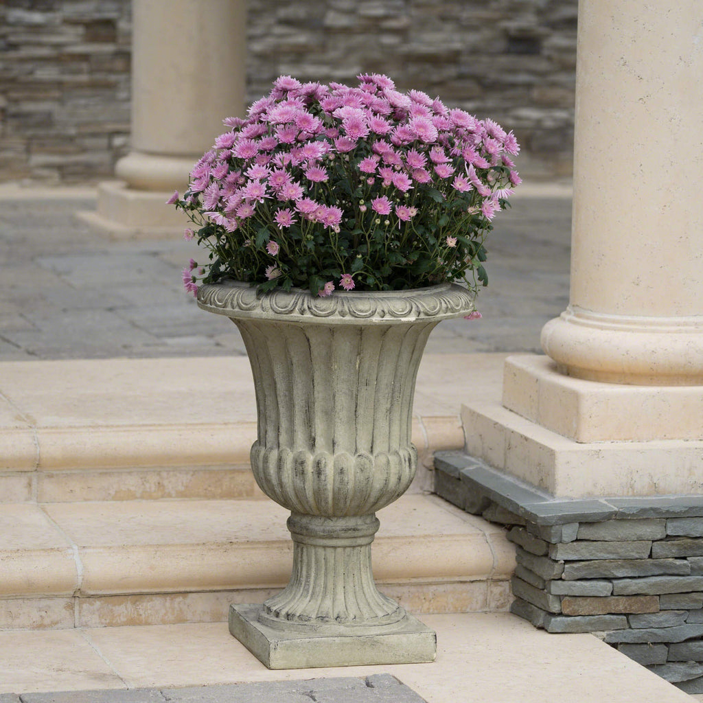 Outdoor/Indoor Antique Green Stone Finish Planter/Urn, 26"