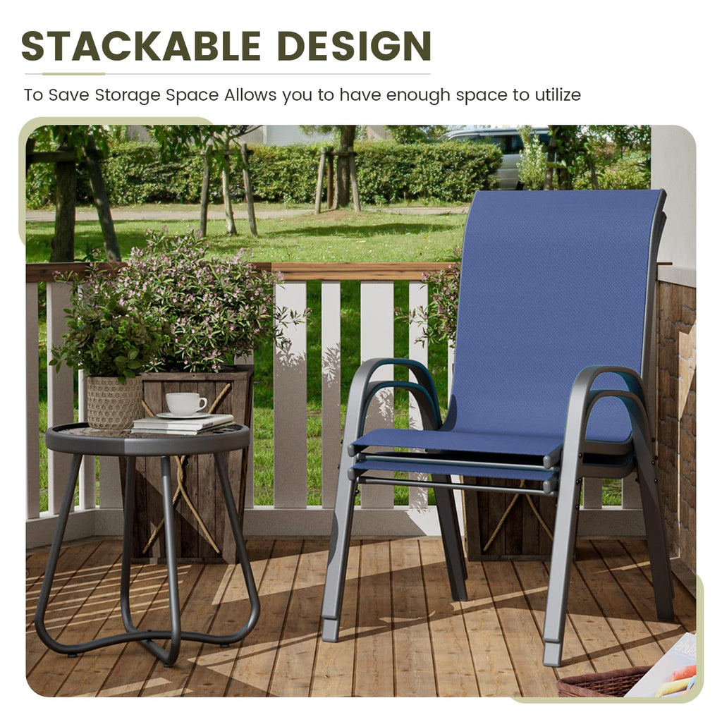 Patio Chairs Set of 4, Stackable Outdoor Dining Chairs with High Back, Breathable Textilene Fabric Outdoor Chair All