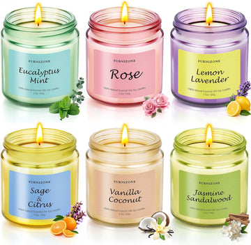 Candles Scented, 6 Pack Soy Wax Aromatherapy Gift Set for Women - Set of 6