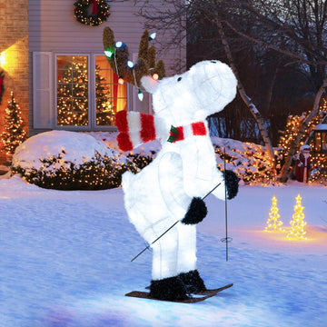 44" Christmas Lighted Animated Skiing Reindeer Decorations