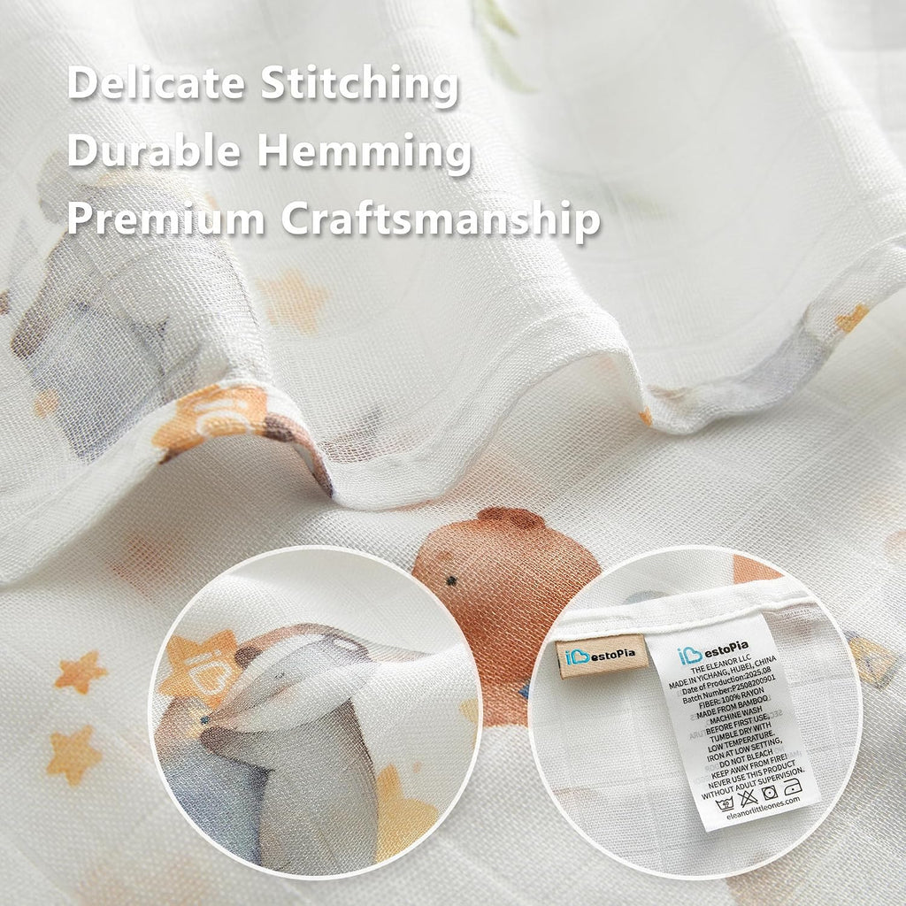 Muslin Baby Swaddle Blankets, Pack 47x47 inches, Breathable 100% Rayon from Bamboo Receiving Blanket, Shower &