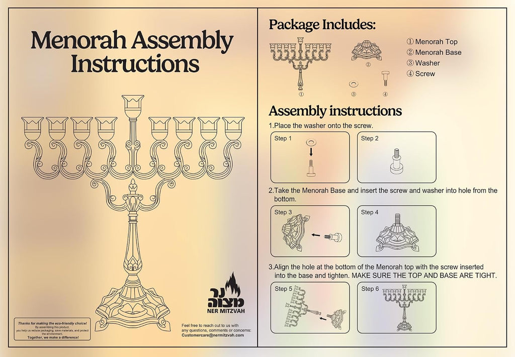Hanukkah Candles Dreidels, Chanukah Guide Complete Set - Metal, Standard Version