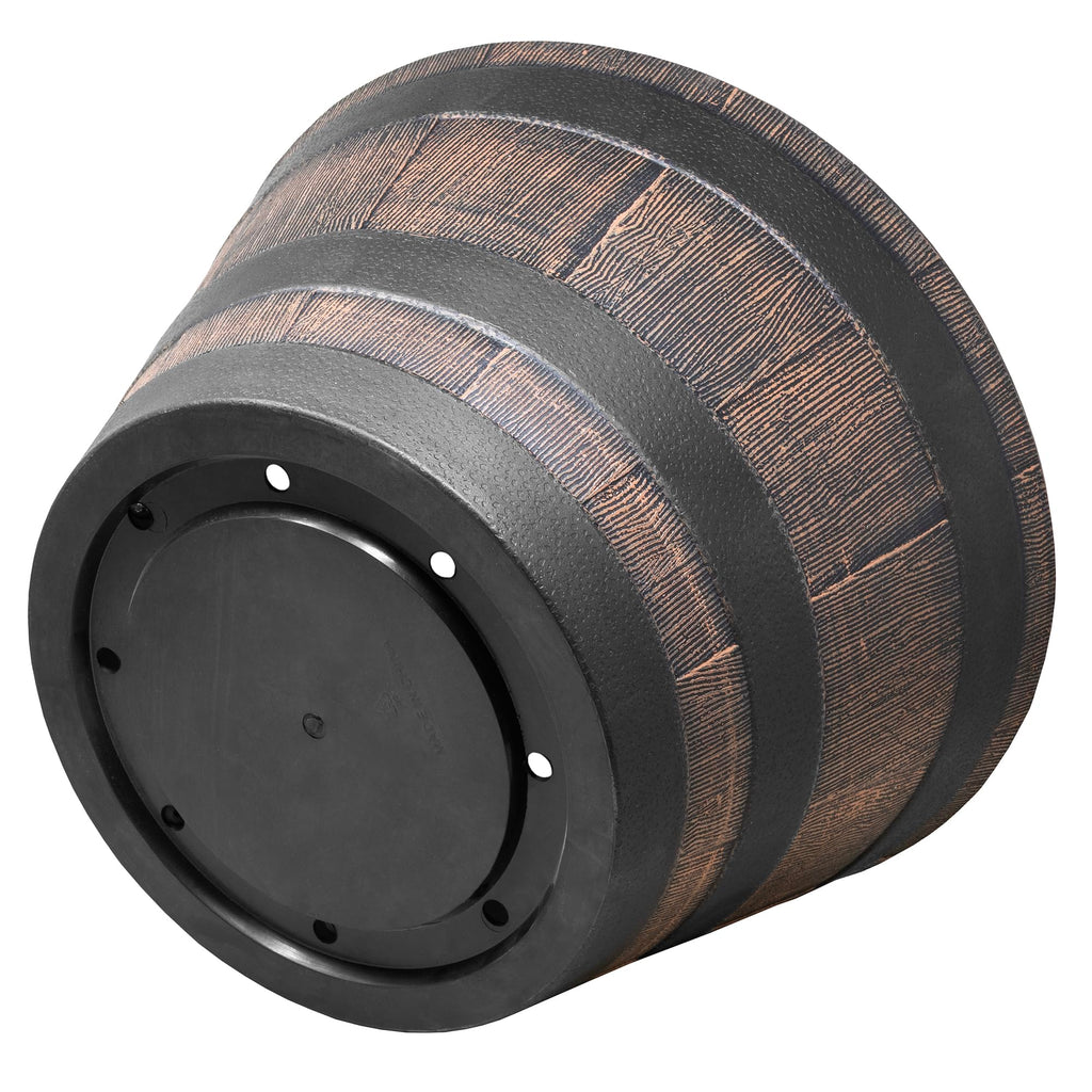 Timberline Rustic Barrel-Style Round Planter, 18in - Brown, Wood-Inspired Finish for Outdoor Patio and Garden Spaces