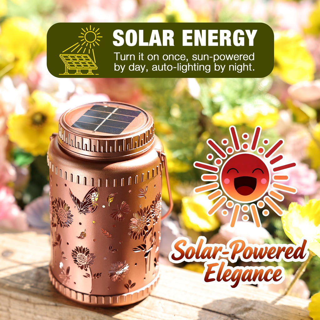 6 Pack Solar Stake & Hanging Lanterns Outdoor Sunflower Butterfly