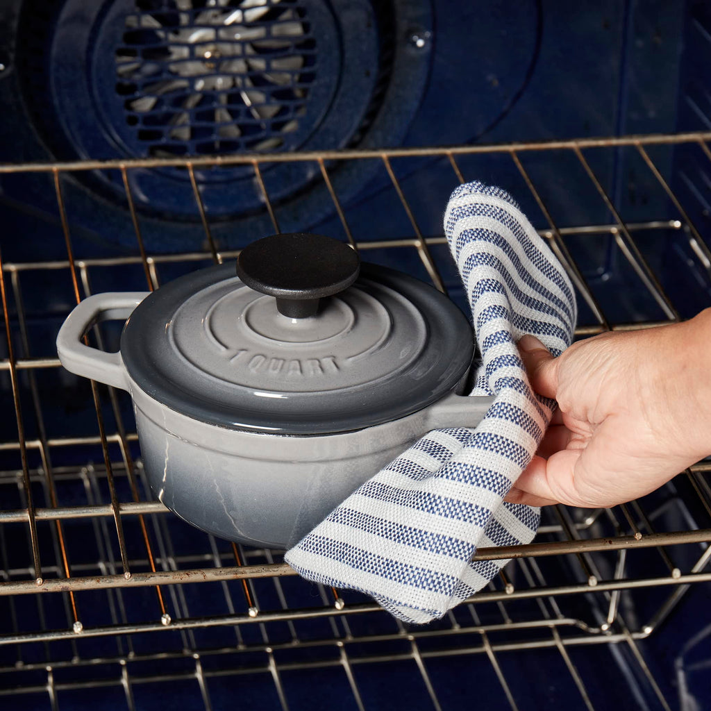 & Clark 1-Quart Enameled Cast Iron Dutch Oven Pot with Lid, Gray