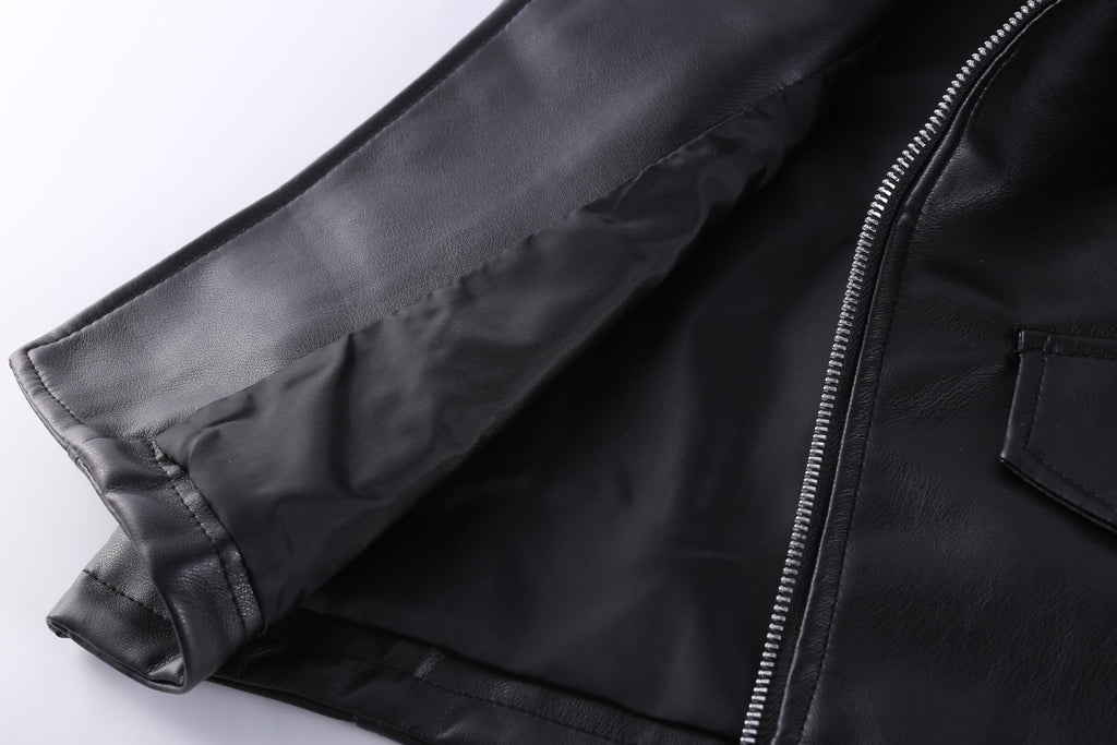 Kids Faux Leather Motorcycle Vest Sleeveless Biker Coat Black