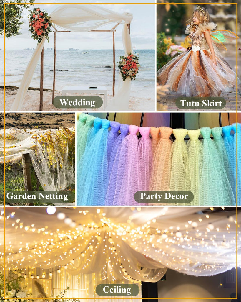 Tulle Fabric Roll 54 Inch x 40 Yards for Wedding Decor (White)
