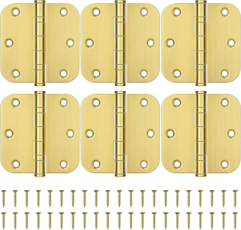 Ball Bearing Gold Door Hinges, 3.5 Inches Heavy Duty Stainless Steel Door Hinges, 5/8'' Radius Corner Hinges