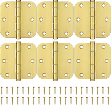 Ball Bearing Gold Door Hinges, 3.5 Inches Heavy Duty Stainless Steel Door Hinges, 5/8'' Radius Corner Hinges