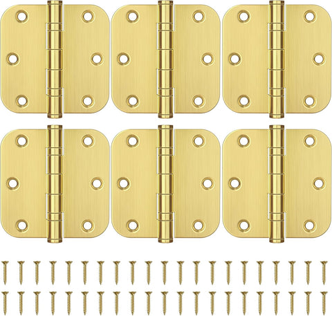 Ball Bearing Gold Door Hinges, 3.5 Inches Heavy Duty Stainless Steel Door Hinges, 5/8'' Radius Corner Hinges