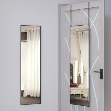 Full Length Over The Door Mirror, HD Wall Mounted Big Mirrors (Black, 119.3 * 30.4cm)