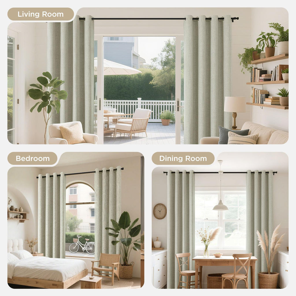 Blackout Room Divider Curtains, Extra Wide Light Beige Sliding Door Drapes Living Room Curtains, 1 Panel 100W x 90L