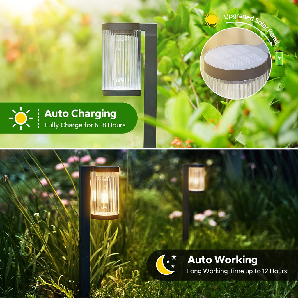 Solar Pathway Lights Outdoor, 10 Pack Upgraded Outdoor Solar Lights for Outside Super Bright Up to 12Hrs, IP65
