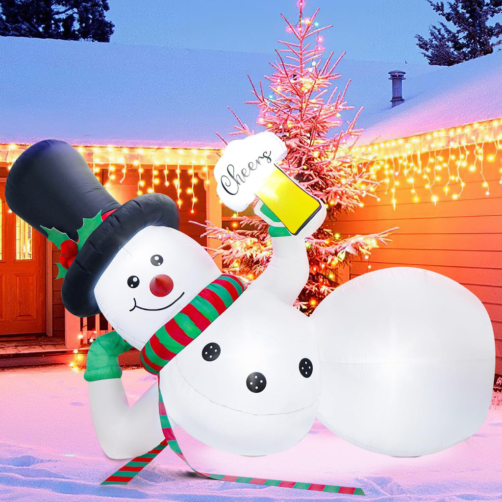 10FT Christmas Inflatables Outdoor Decorations, Blow Up Yard Decorations with LED Lights, Lounging Lying Inflatable