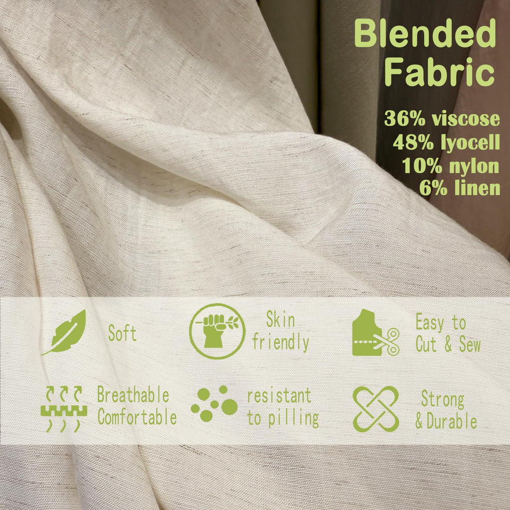 Lyocell Linen Blend Fabric by the Yard, 59" Width -Fashion Fabric for Women's Suits, Dresses, Pants & Skirts