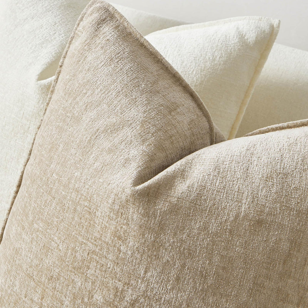 24x24 Chenille Decorative Throw Pillow Covers Set of 2, Beige
