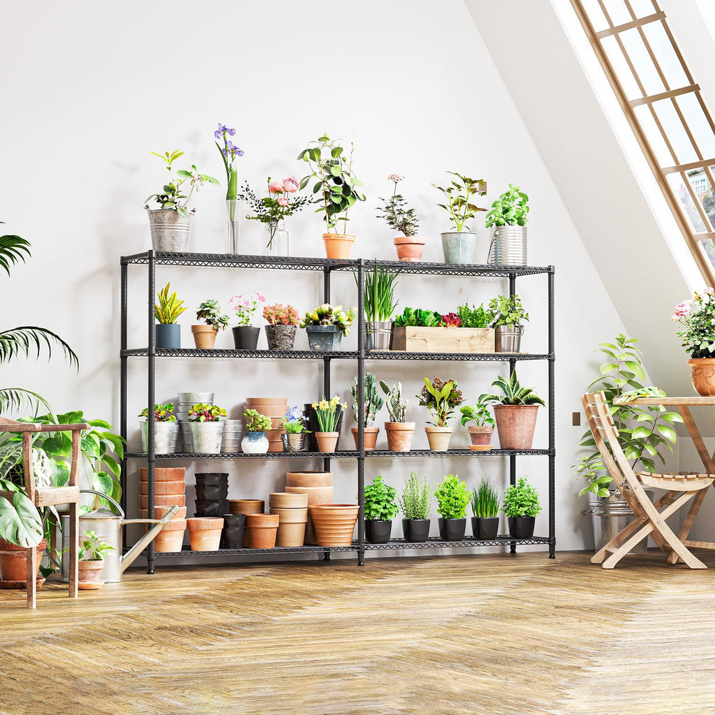 Linked Storage Racks, DIY Adjustable Heavy Duty Metal Shelving Unit for Corner, Ideal, Garage, Warehouse, and Garden