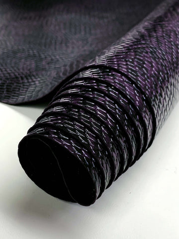 Vinyl Fabric Embossed Texture Rattlesnake Fake Leather Material Sold by The Yard (Plum) 54 Inches