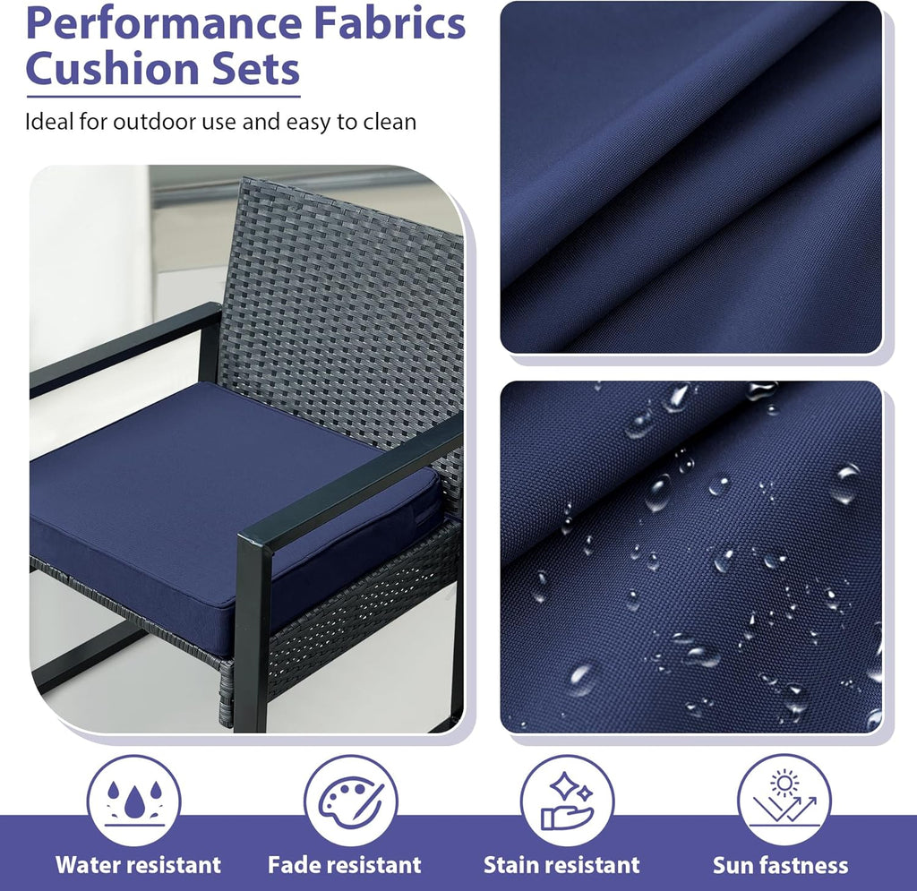 Outdoor Chair Cushions Set of 4 -Waterproof Outdoor Seat Cushions Furniture, Patio Chair Cushion with Handle and