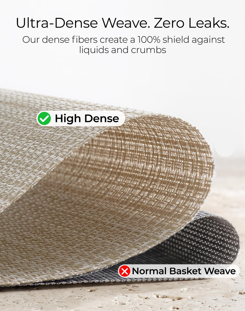 Woven Vinyl Placemats Set of 6, Beige