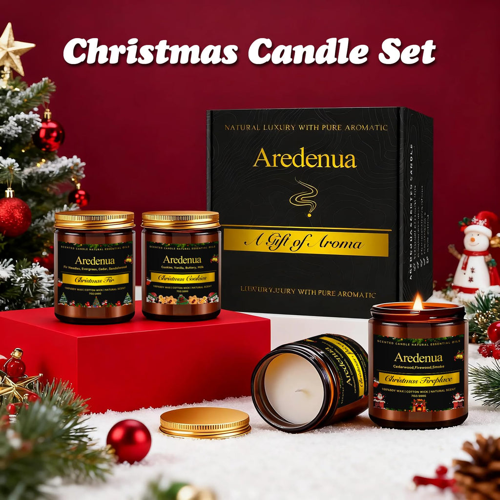 Christmas Candles Set, 4 Pack Holiday Candle Scented, 28 oz
