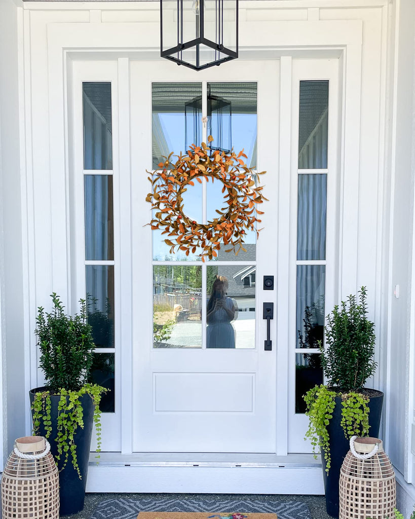 20" Fall Wreath for Front Door, Brown Eucalyptus and Berry Decor