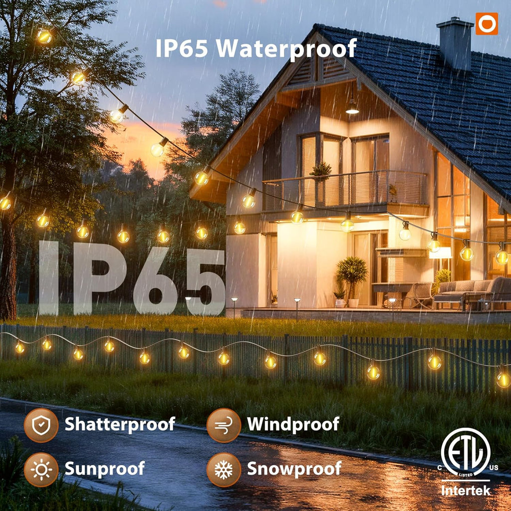 Outdoor String Lights 200FT G40 with Remote 108 LED Waterproof Bulbs
