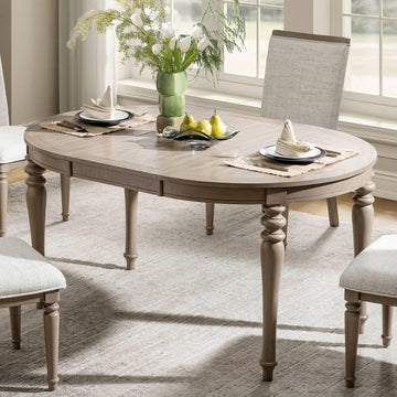 42"-60" Oval Round Extendable Dining Table, Vintage Oak Wood Expandable Dining Room Kitchen Table with Butterfly Leaf