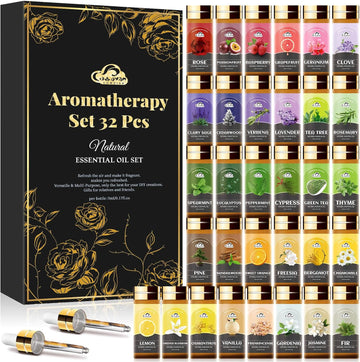 Essential Oil Set, Fragrance Oils for Diffusers, Home Care, Humidifier Laundry, Candle Making - Tea Tree - Set of 32