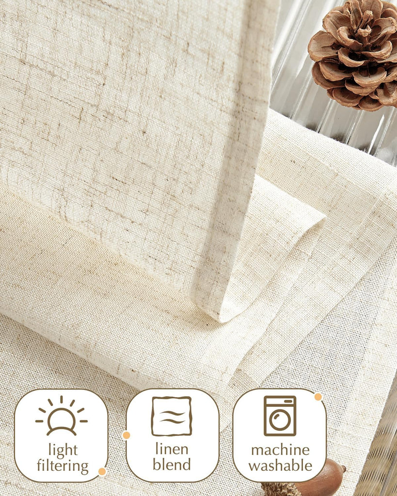Tie Top Linen Kitchen Curtains Over Sink 24 Inch Length Tier Curtains Farmhouse Rustic Small Cafe Curtain for Bedroom
