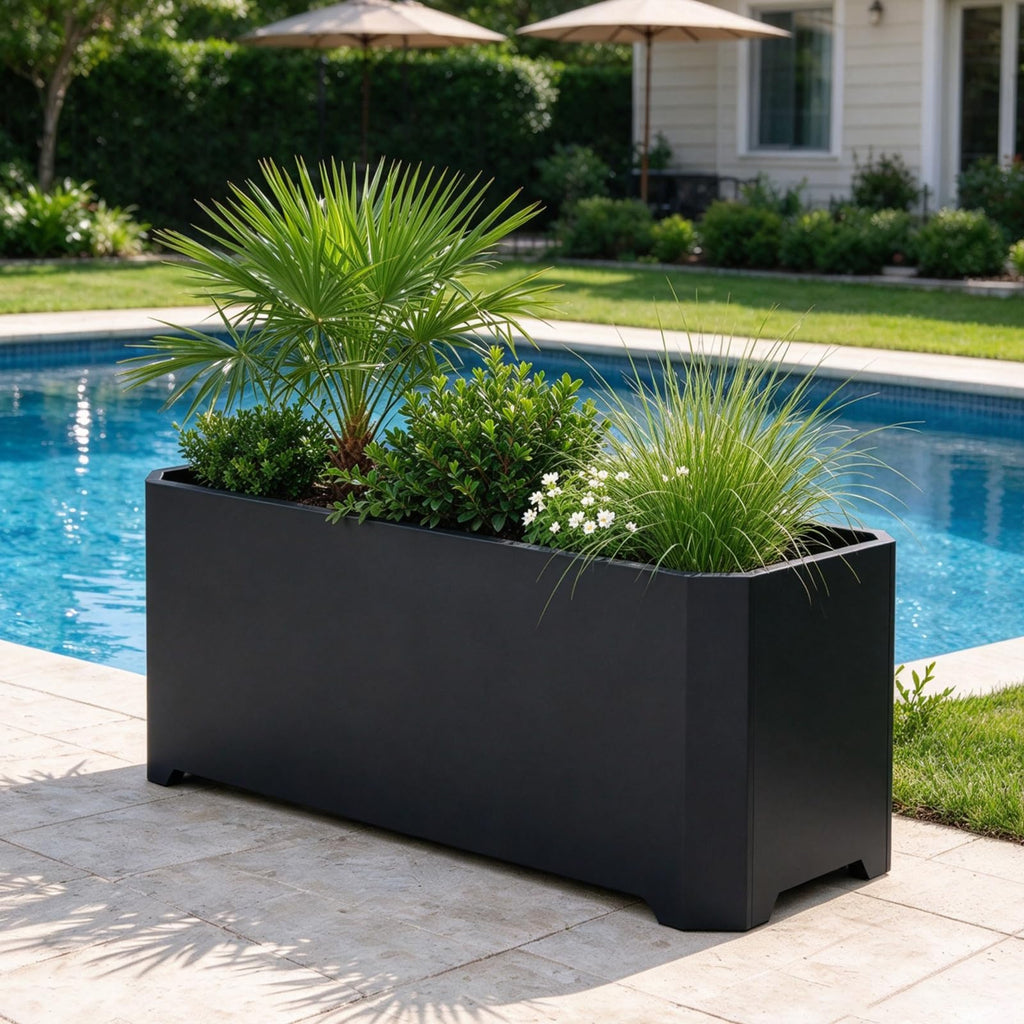 Metal Rectangular Planter Box 36"L x 15"W x 15"H Steel Black Planter Box